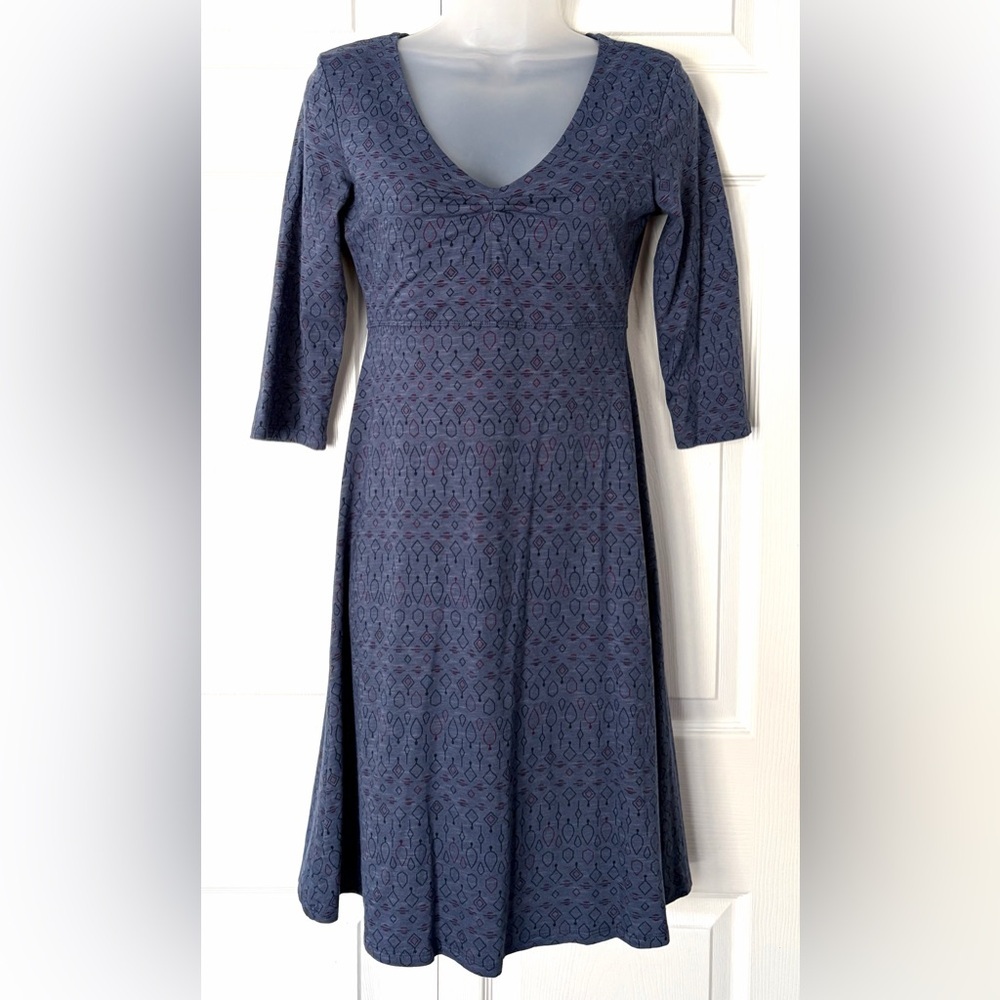 Toad&Co Dress Rosalinda Dress Cotton Bland Blue Pink Print New size XS